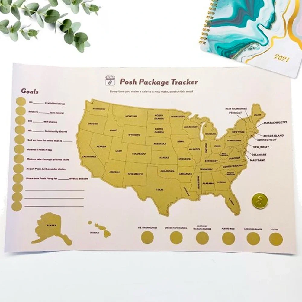 POSH PACKAGE TRACKER Scratch-off Map
